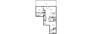 2D Illustration of 2 Bedroom Layout