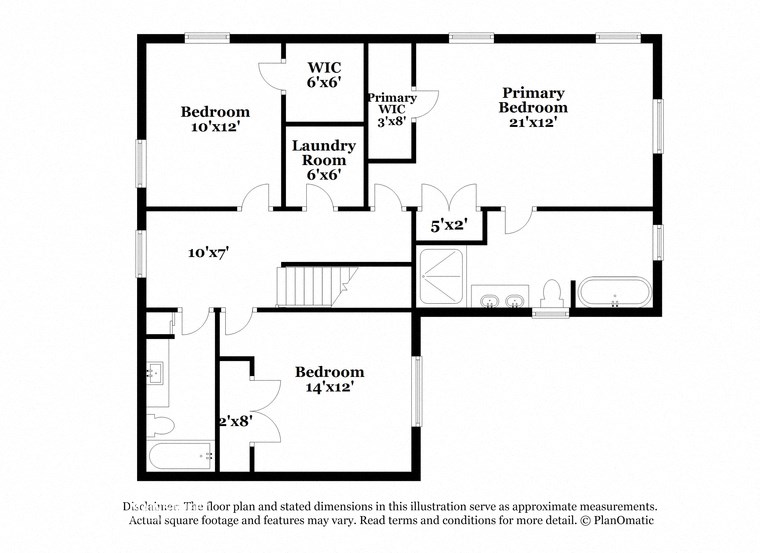 the floor plan of the upper level of the house