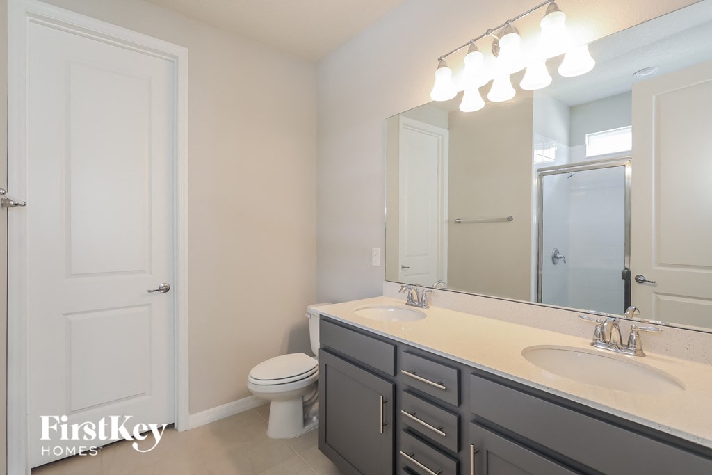 a bathroom with a sink and a toilet and a mirror