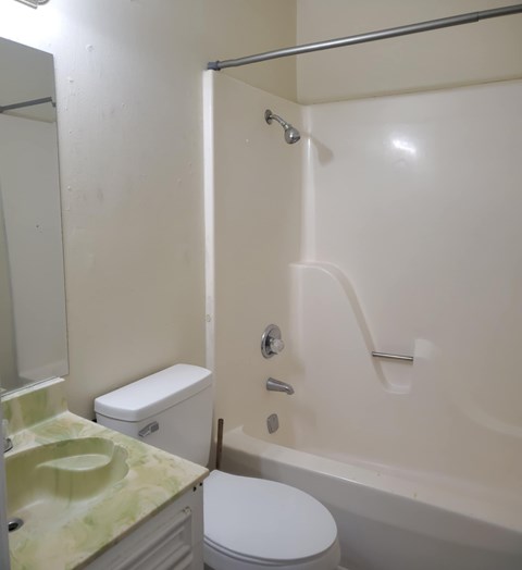 A white toilet sits next to a sink in a bathroom.