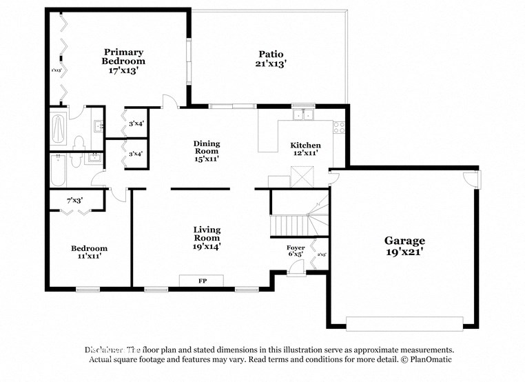 a floor plan of a house with two bedrooms and a garage