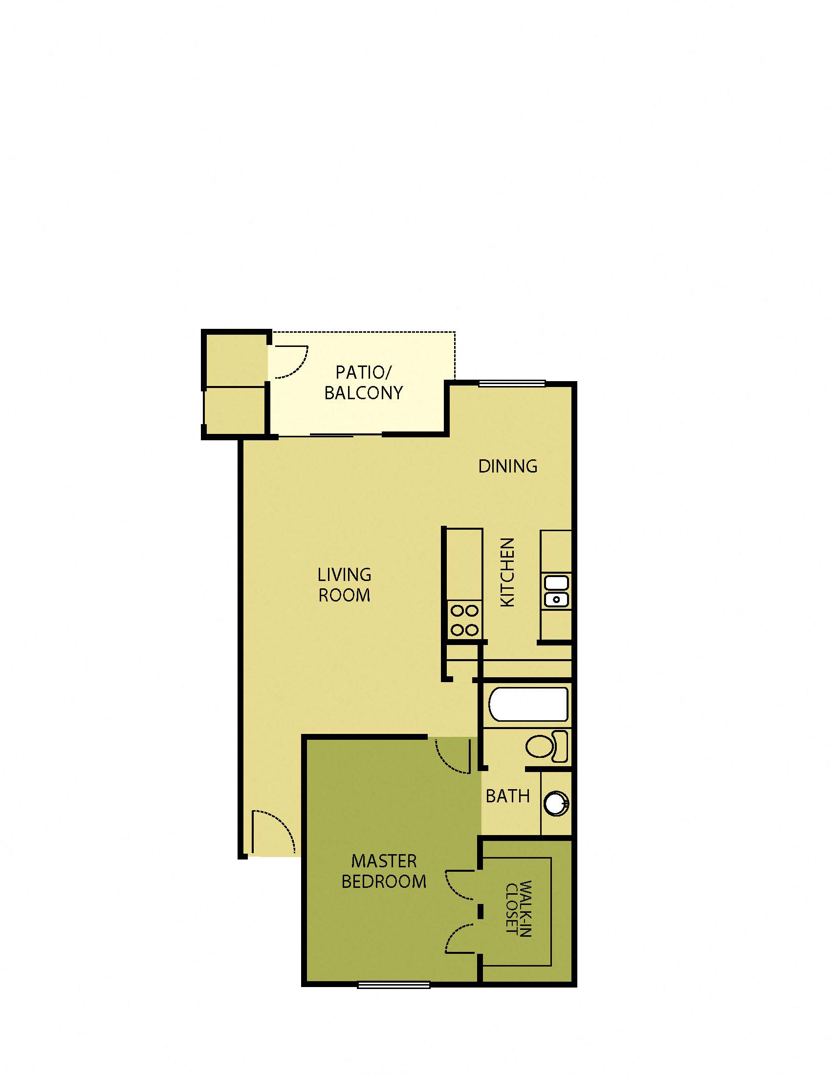1 Bedroom 1 Bathroom C Floor plan at Solaris, Austin, Texas
