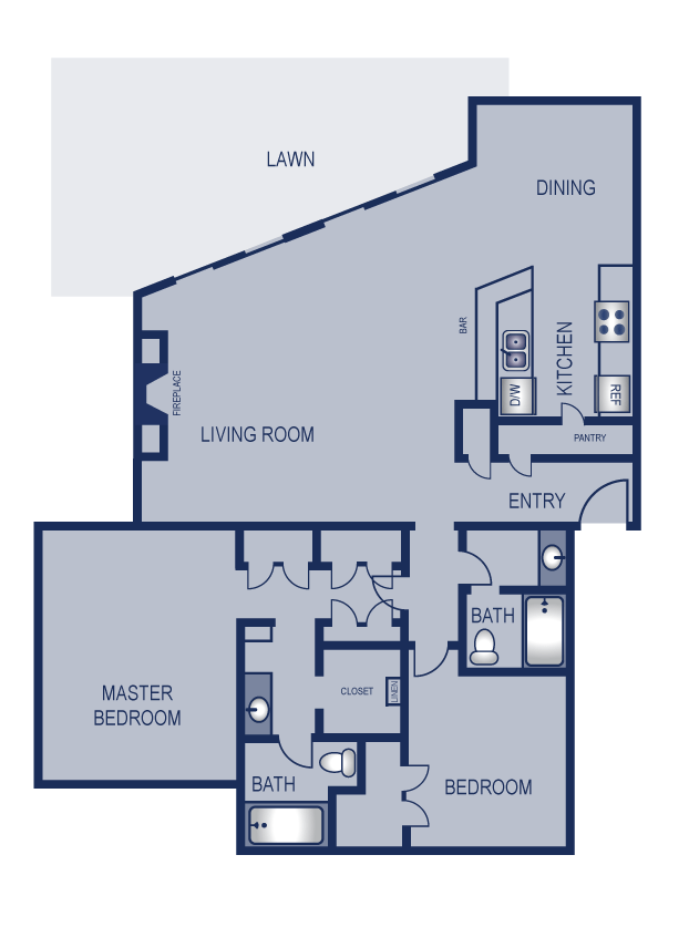2 Bedroom 2 Bath Floot Plan at Solaris, Texas
