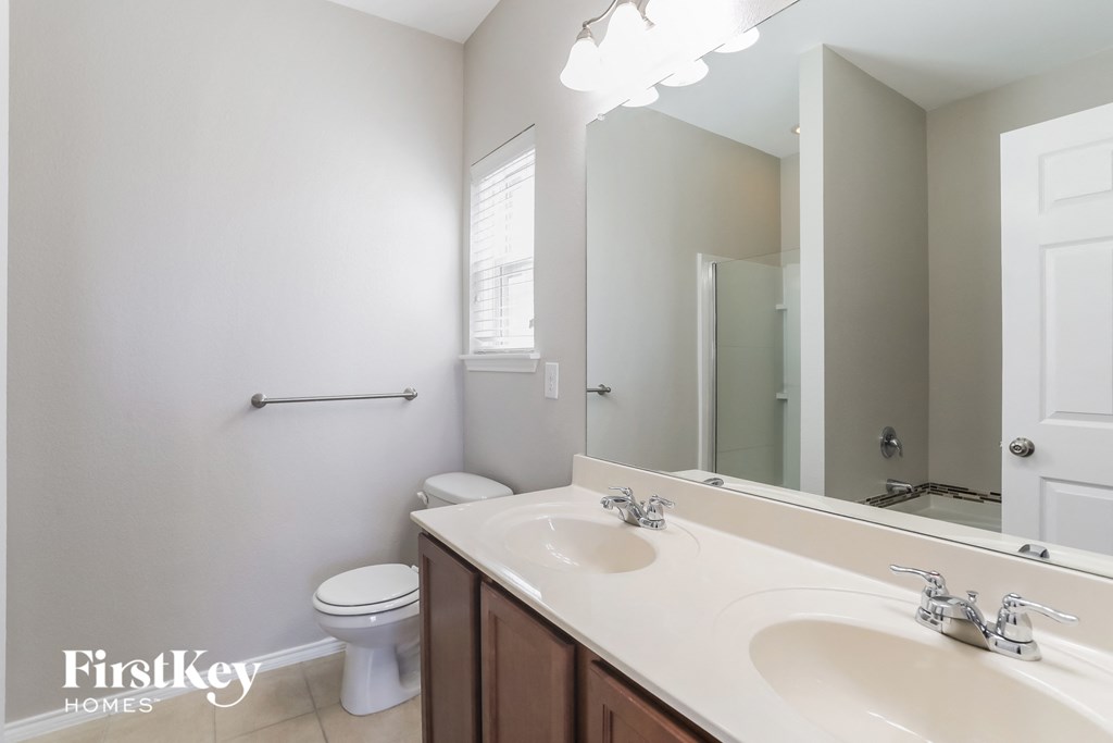 a bathroom with a sink and a toilet and a mirror