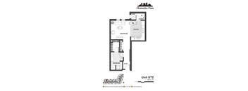 2d floorplan of a Studio apartment with one bathroom.