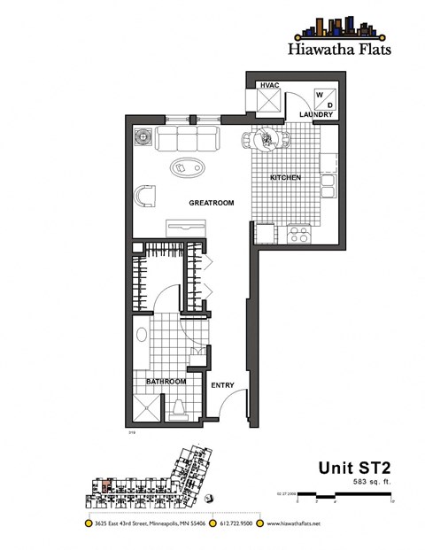 2d floorplan of a Studio apartment with one bathroom.