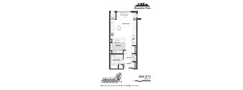 2d floorplan of a Studio apartment with one bathroom.