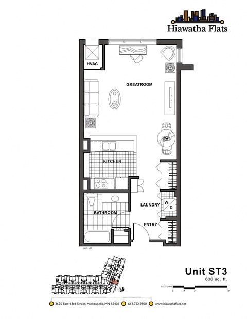 2d floorplan of a Studio apartment with one bathroom.