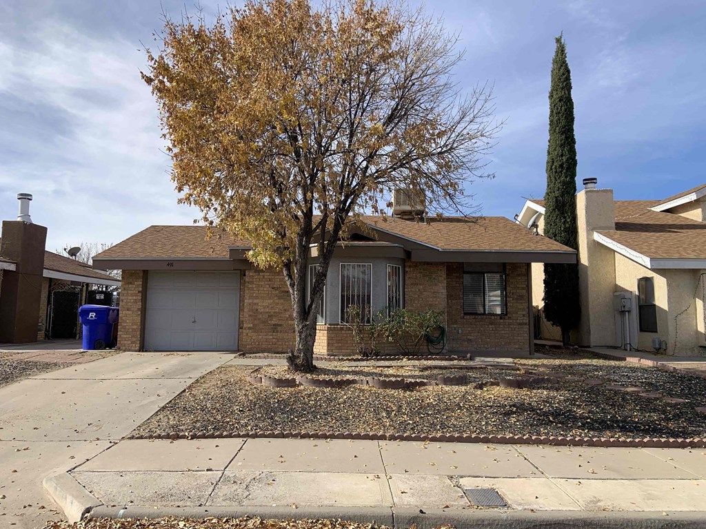 A house with a tree in front of it.