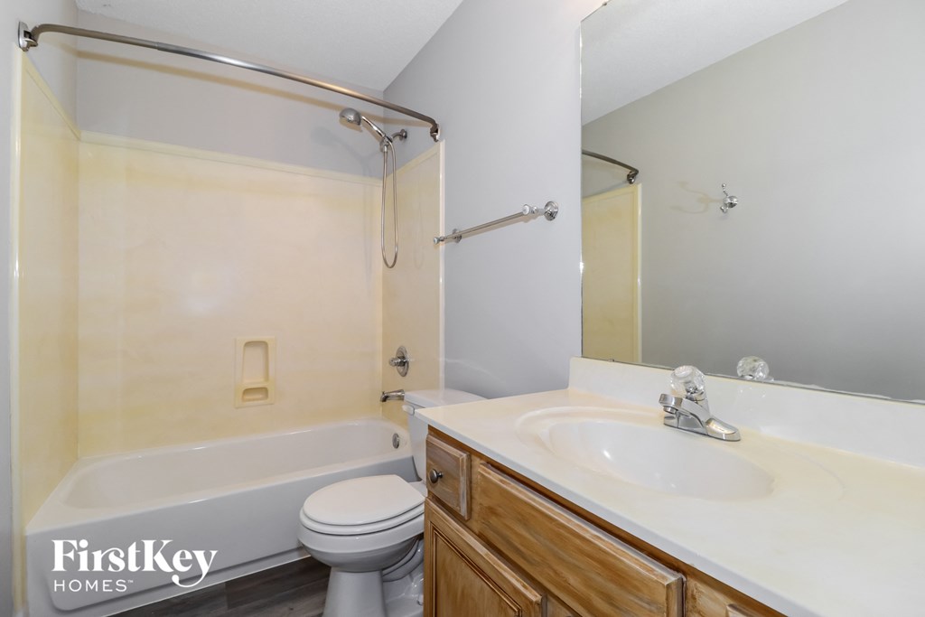 a bathroom with a sink and a toilet and a tub