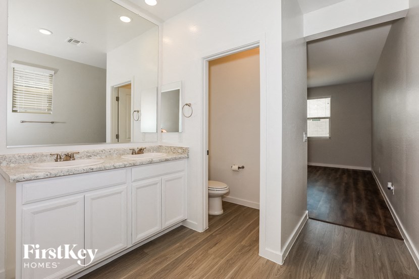 a bathroom with a toilet and a sink and a mirror