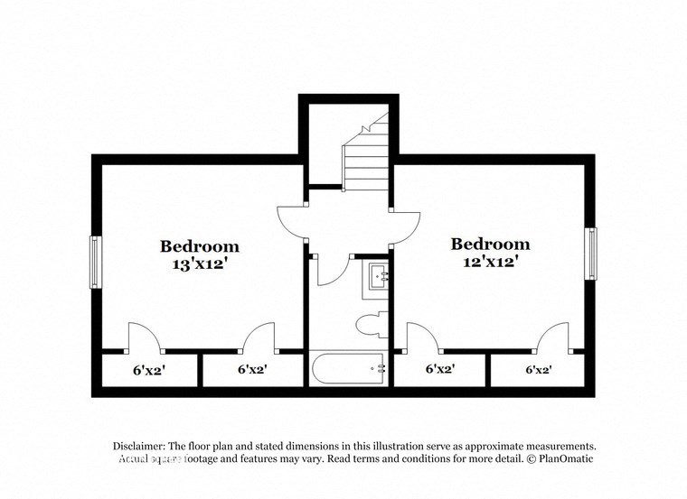 a floor plan of a house with a bedroom and a bathroom