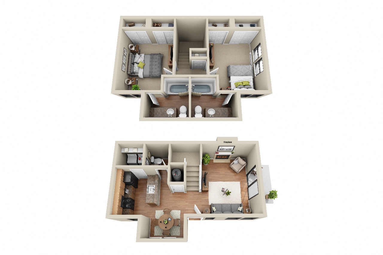 2x2.5 Townhome 1027 sq. ft. The Cedar