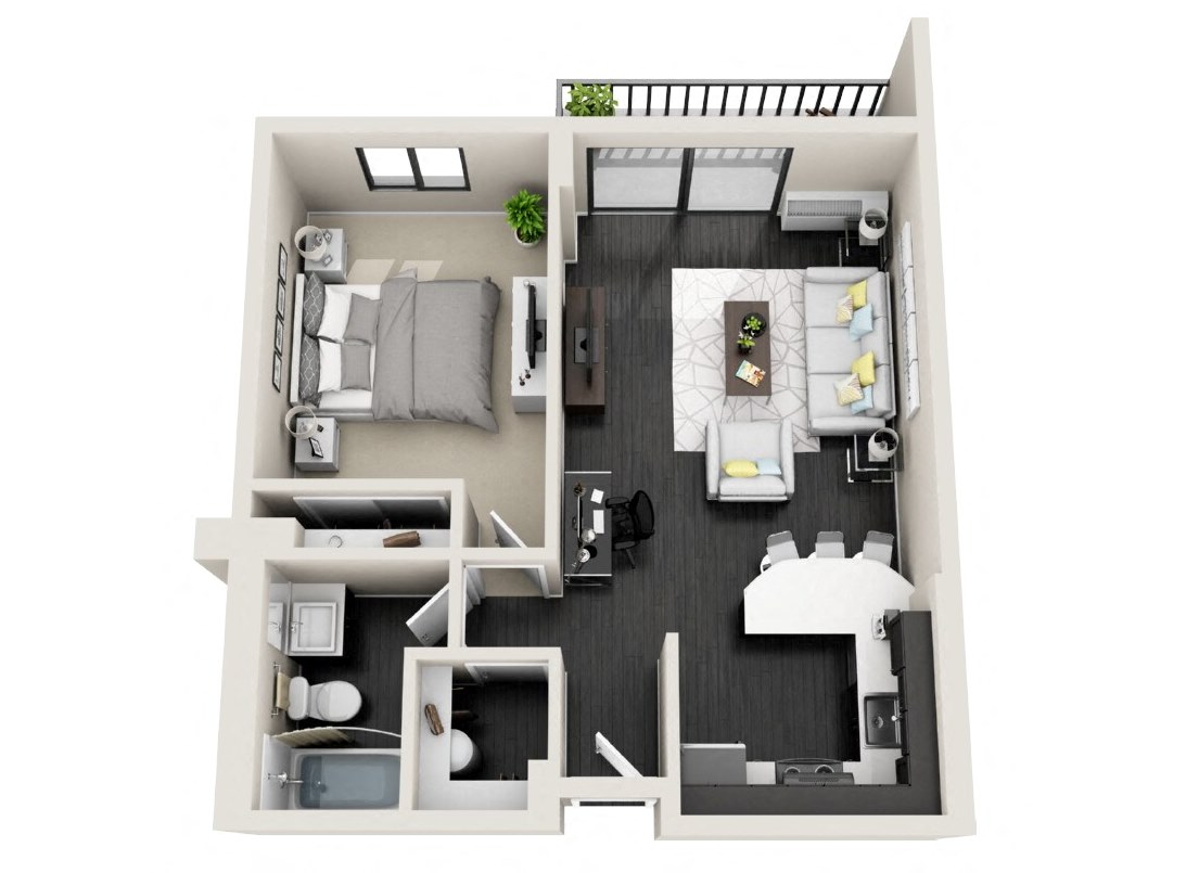 1x1 620 sq. ft. Hawthorne