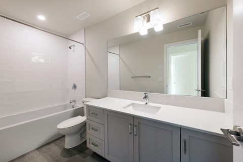 the preserve at ballantyne commons apartment bathroom with sink toilet and tub