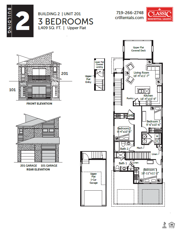 Building 2: 3 Bedroom floorplan rendering