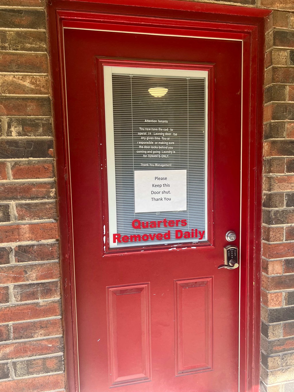a red door with a sign that reads archives removed daily