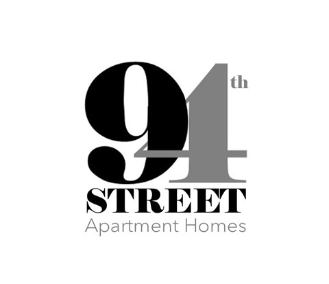 A black and white logo for 91st street apartment homes.