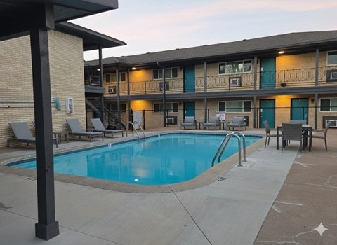 A swimming pool in a residential area.