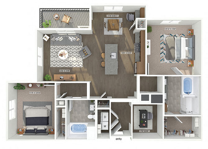 B4D Floorplan Image at The Quill Apartments in Milford, MA