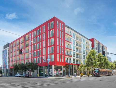 Exterior building shot at Idea1 Apartments in in San Diego CA