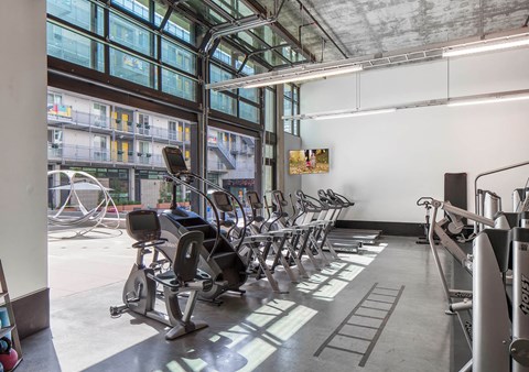 Fitness center cardio equipment at Idea1 Apartments in in San Diego CA