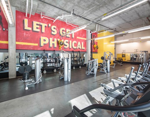 Fitness center weights at Idea1 Apartments in in San Diego CA