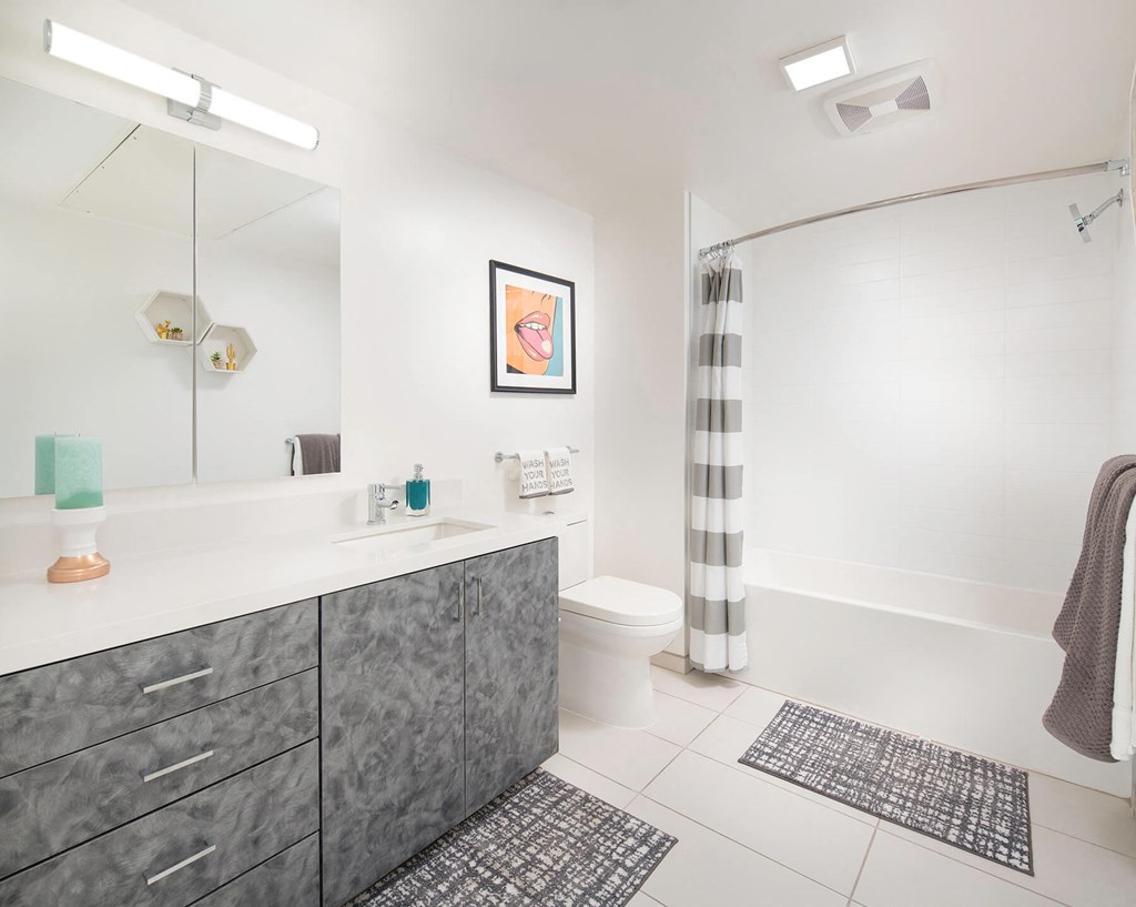 Modern finish bathroom at Idea1 Apartments in in San Diego CA
