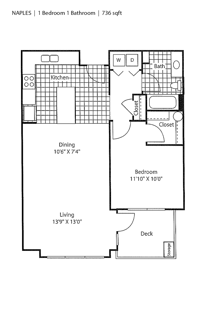 Naples 1 Bedroom 736 SF - Bella Terra