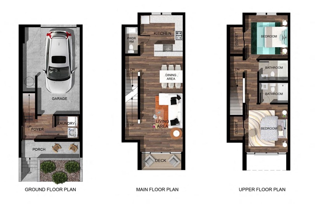 three different floor plans of a house with different floors