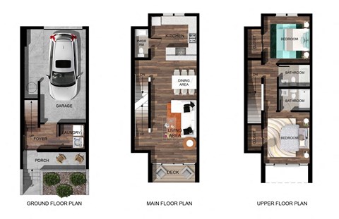 three different floor plans of a house with different floors