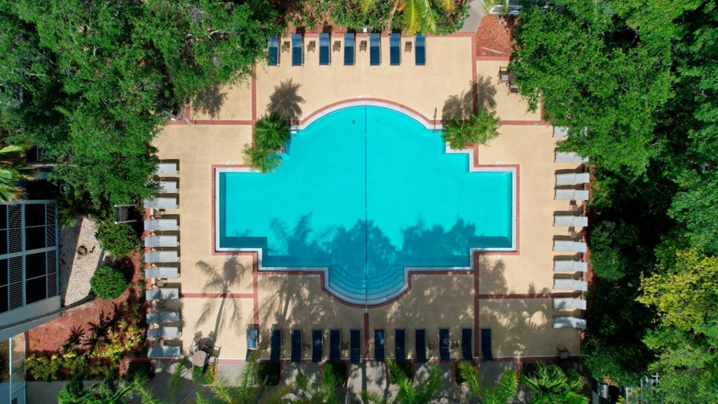 arial view of the pool at the resort at longboat key club