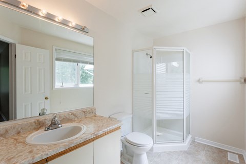a bathroom with a sink toilet and a shower