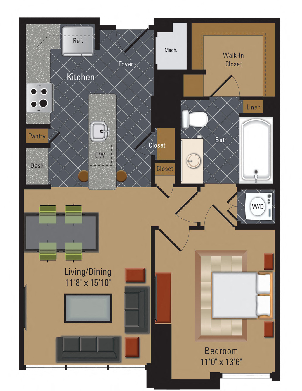 1 Bedroom / 1 Bathroom at The Millennium, Arlington, VA