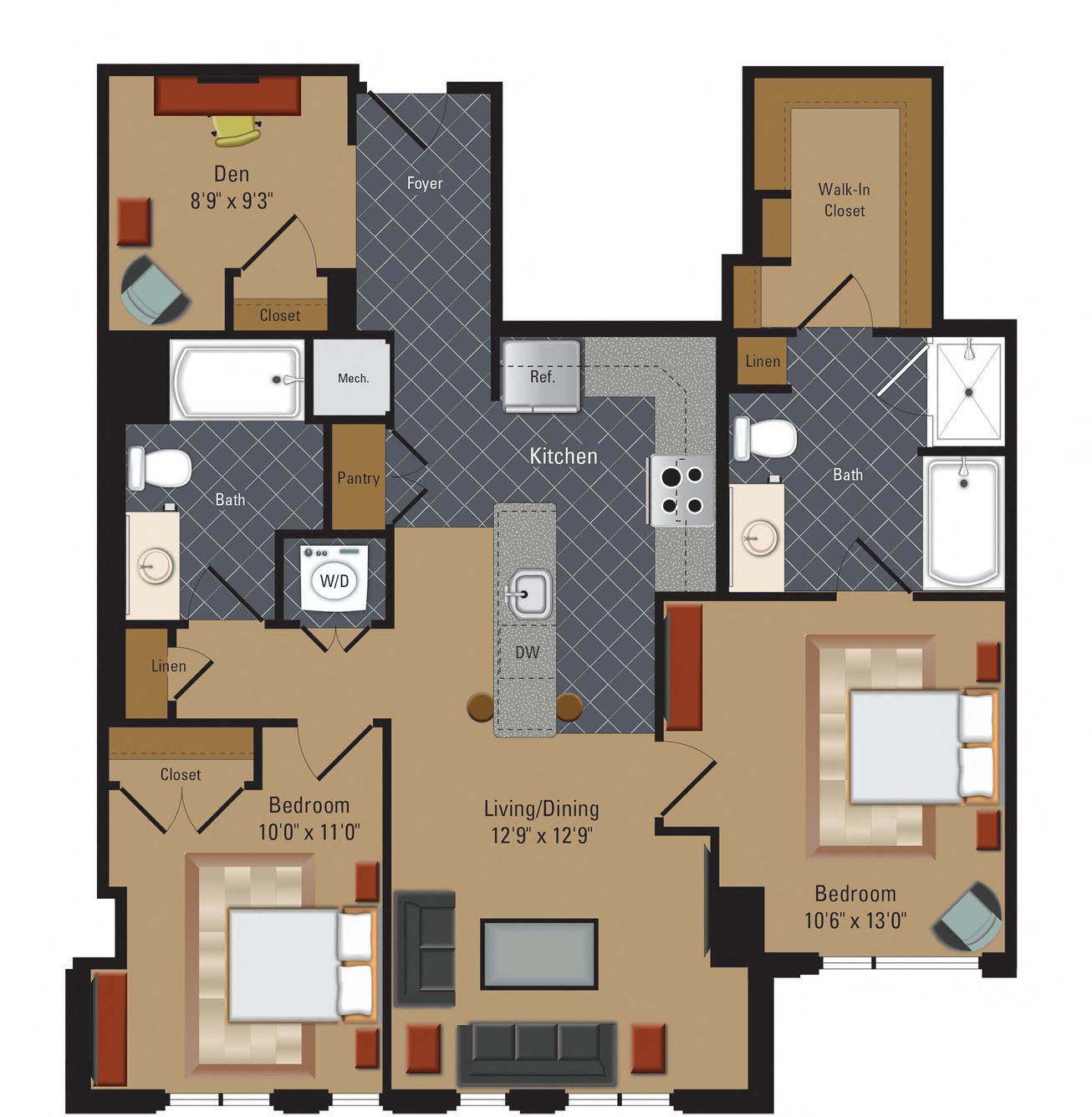 B2 Floor Plan at The Millennium, Virginia