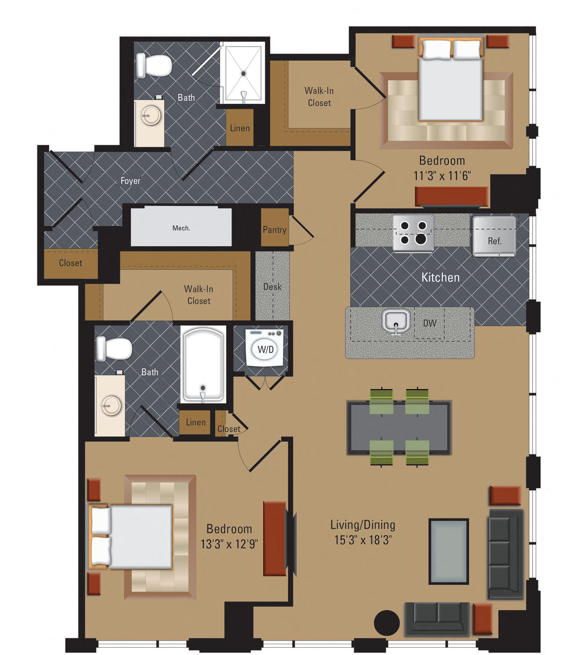 C1 Floor Plan at The Millennium, Arlington