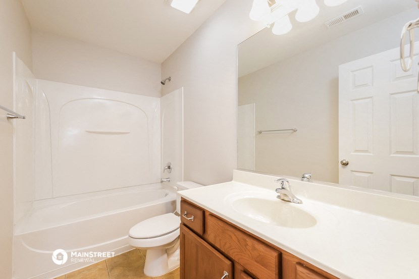 a bathroom with a sink and a toilet and a bath tub