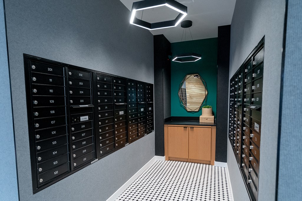 This is a view of our mailroon at Grand Flats, St. Louis, MO, 63104