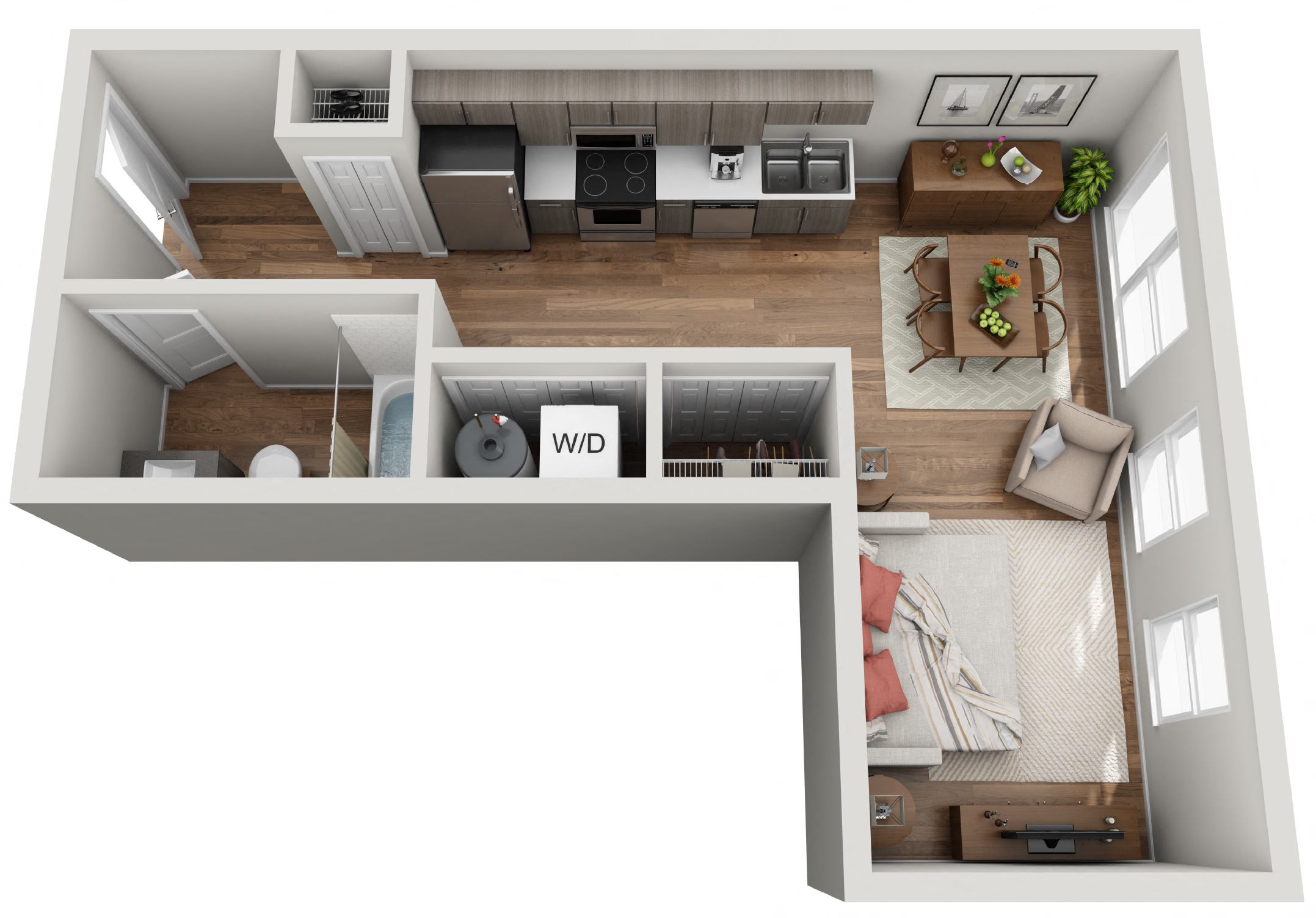 Studio A 532sf Floor Plan at Grand Flats, Missouri, 63104