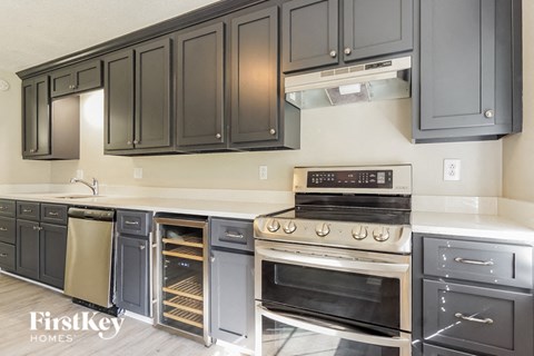 A kitchen with a stove top oven and a dishwasher.