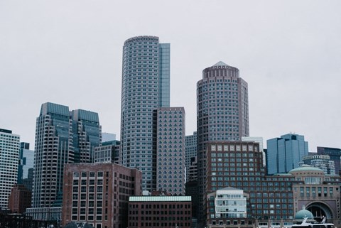 the skyline of a city with tall buildings and skyscrapers