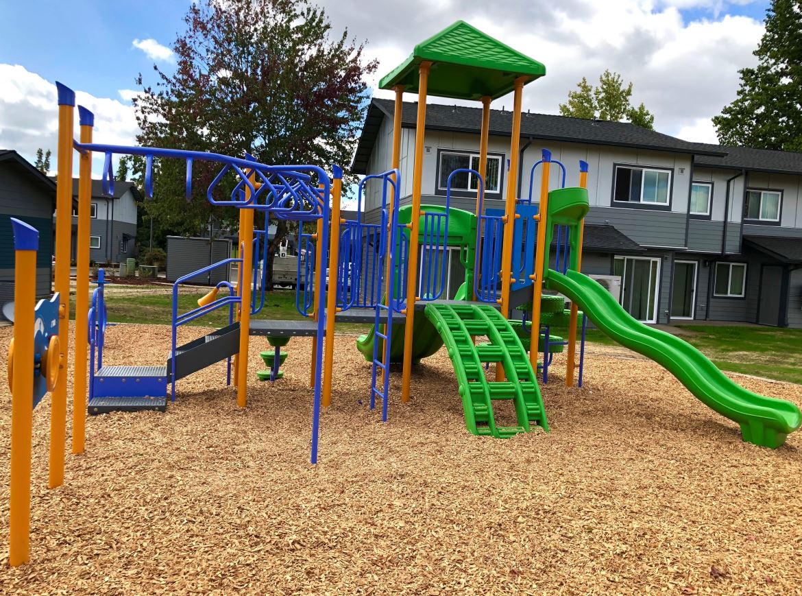 our playground is equipped with a variety of equipment for children to play on