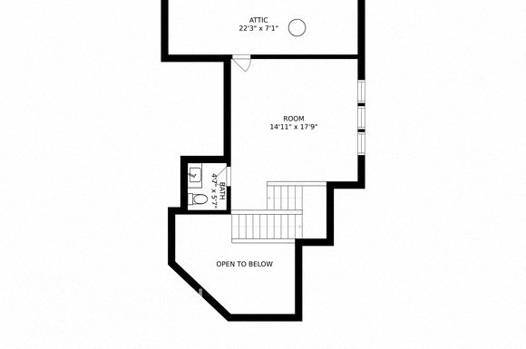 a floor plan of a house with an open floor plan with a bedroom and a
