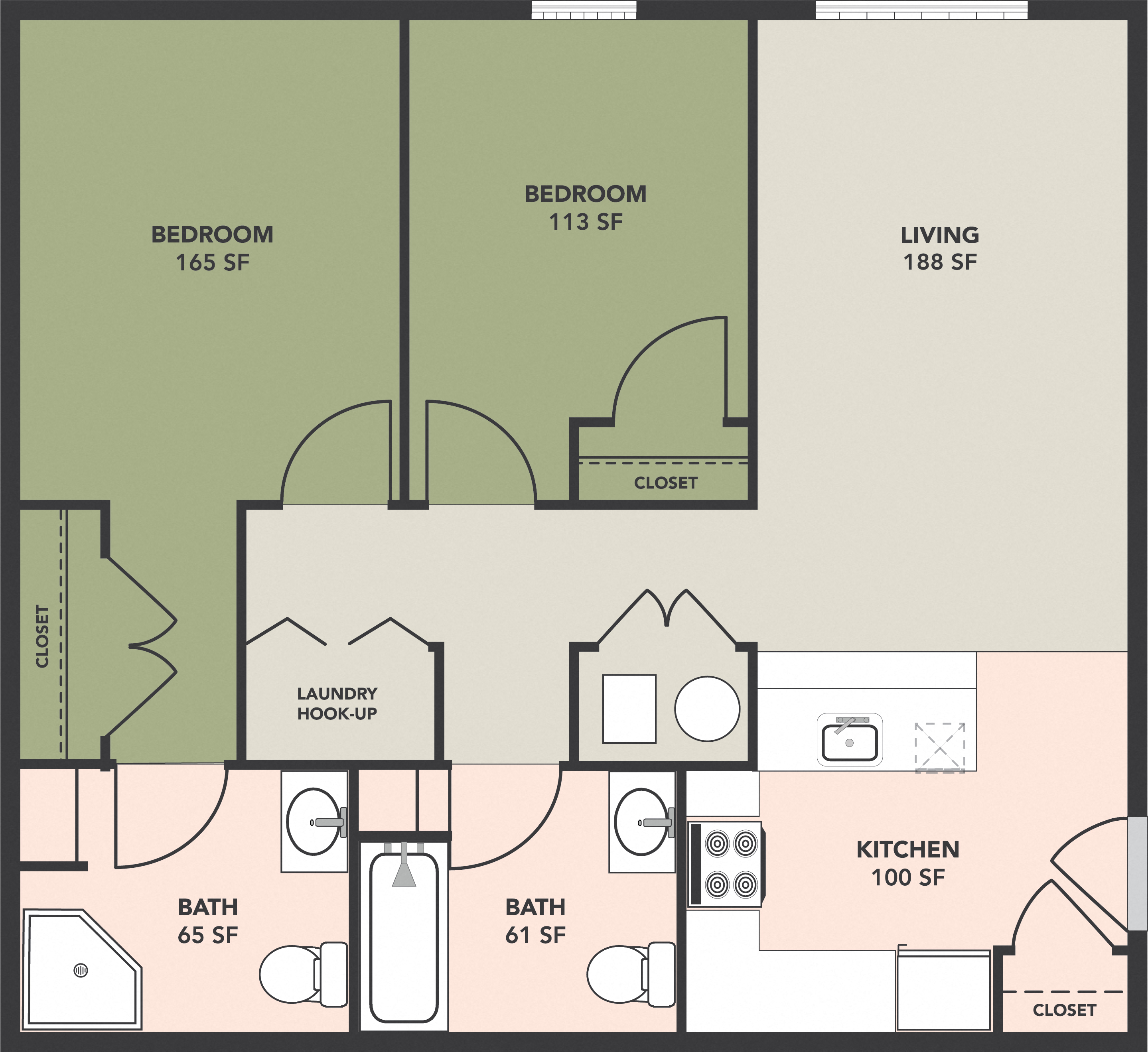 Maple Meadows Floorplan, 2 Bedroom, 2 Bath