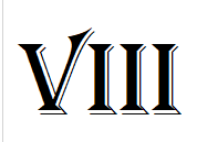 the letter viii in black with a white background
