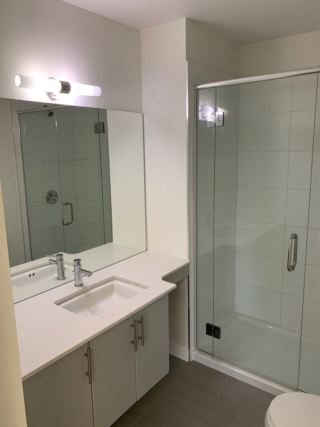 a bathroom with a sink and a shower