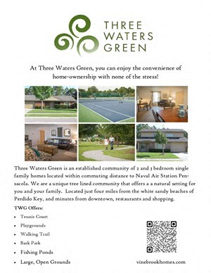 three water green is a brochure for a community of homeowners with more of