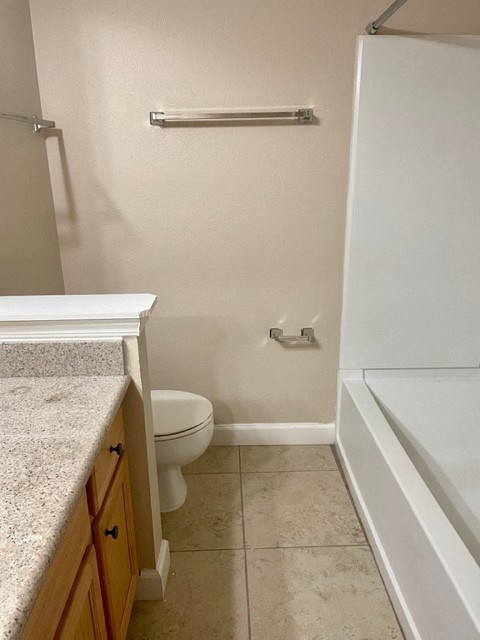 a bathroom with a toilet and a bath tub