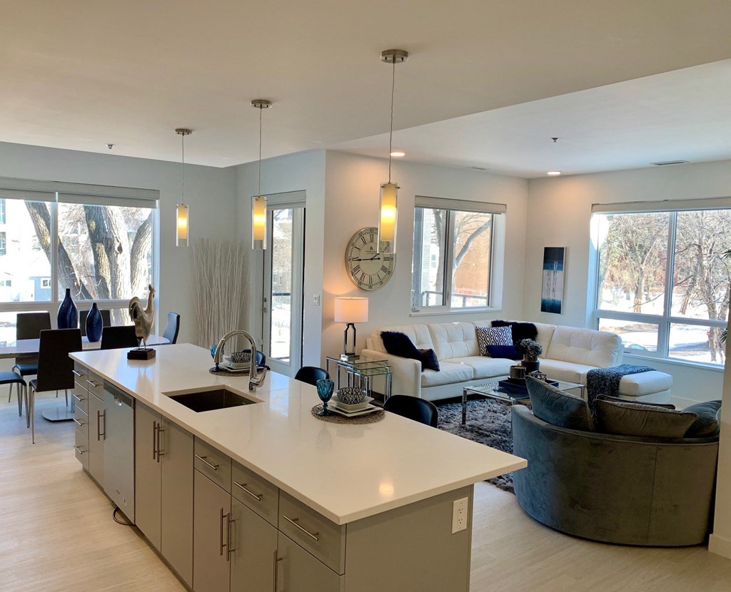 a view of the living room from the kitchen