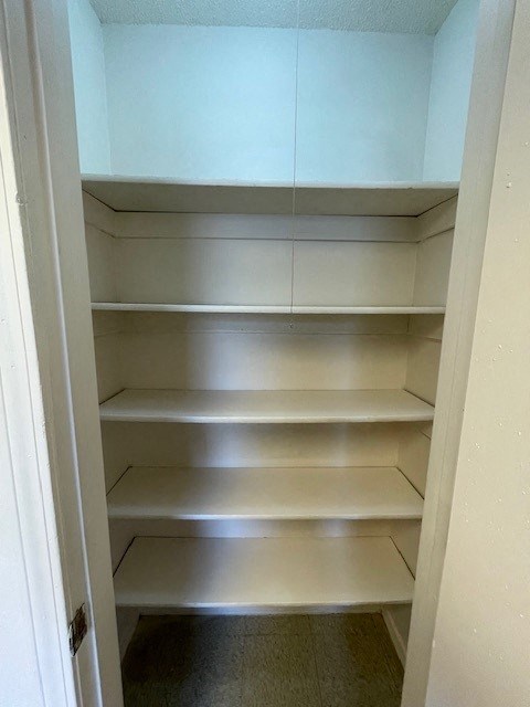 a small closet with empty shelves in it